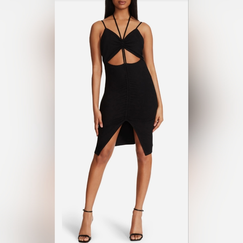 Women's black take a peek cut-out body con dress